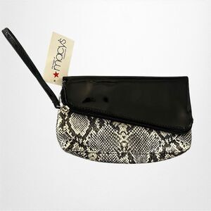Macys Snake Print/Black Patent Small Clutch New with Tags